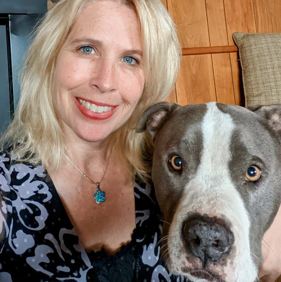 Jeannie with foster dogs
